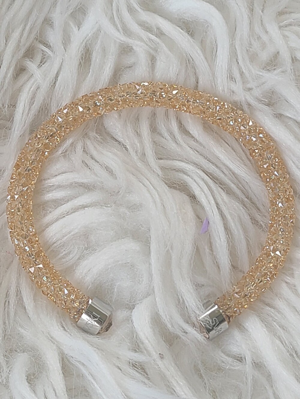 Swarovski Champagne/Gold Crystal Mesh Open Cuff Bracelet- Excellent Condition